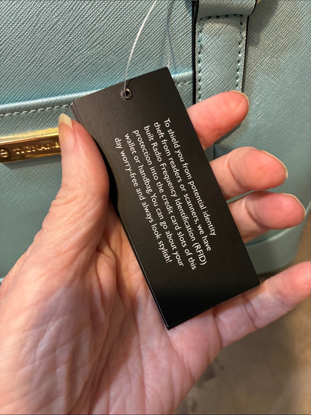Tignanello🥳HP🥳Powder Blue Leather Purse - Picture 8 of 16